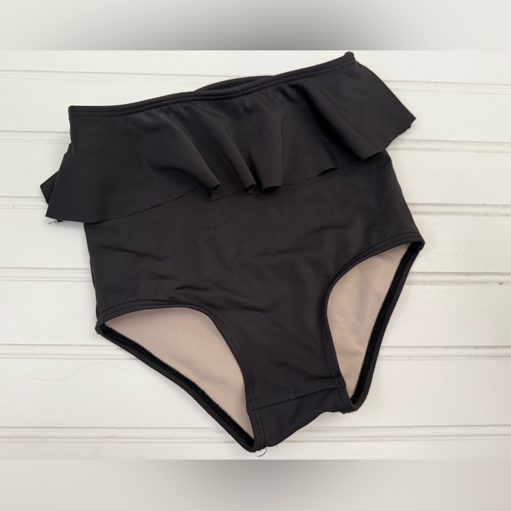 Kortni Jeane Black High-Waist Ruffle Swim Bottoms for Girls